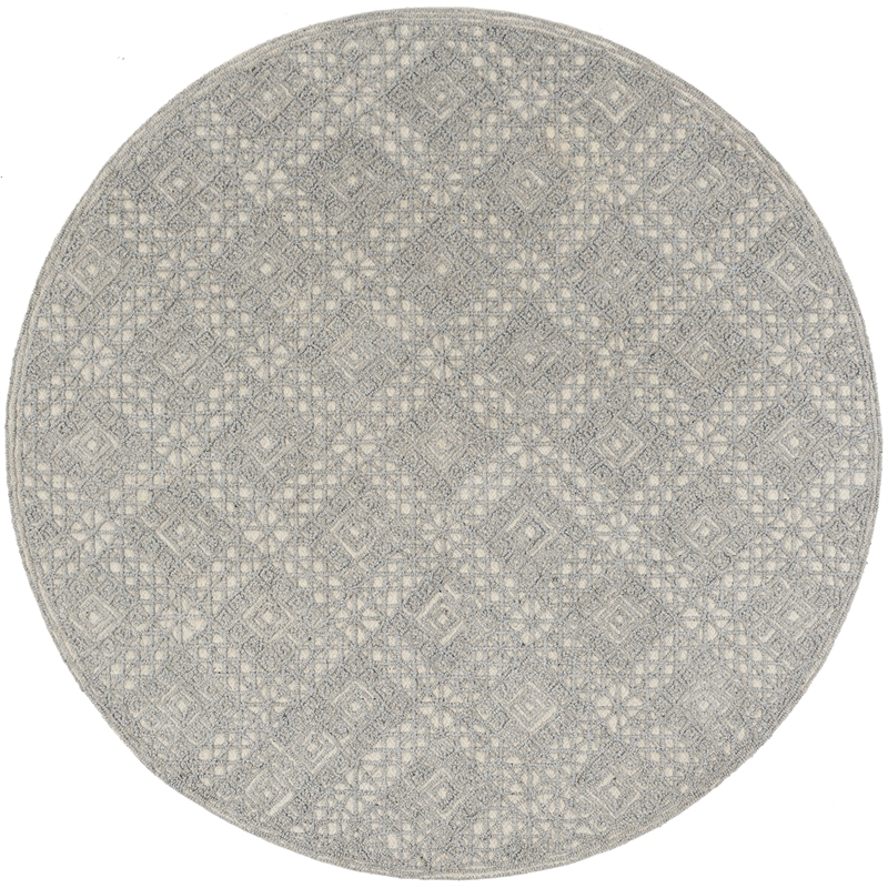 Safavieh Trace 200 6' Round Hand Tufted Wool Rug in Light Beige