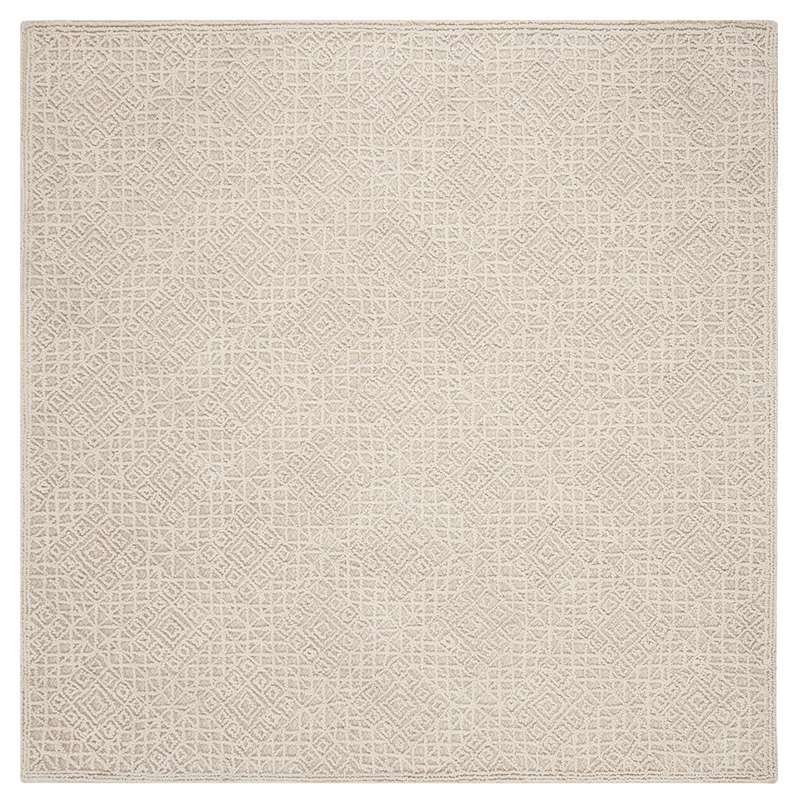 Safavieh Trace 200 6' Square Hand Tufted Wool Rug in Light Beige
