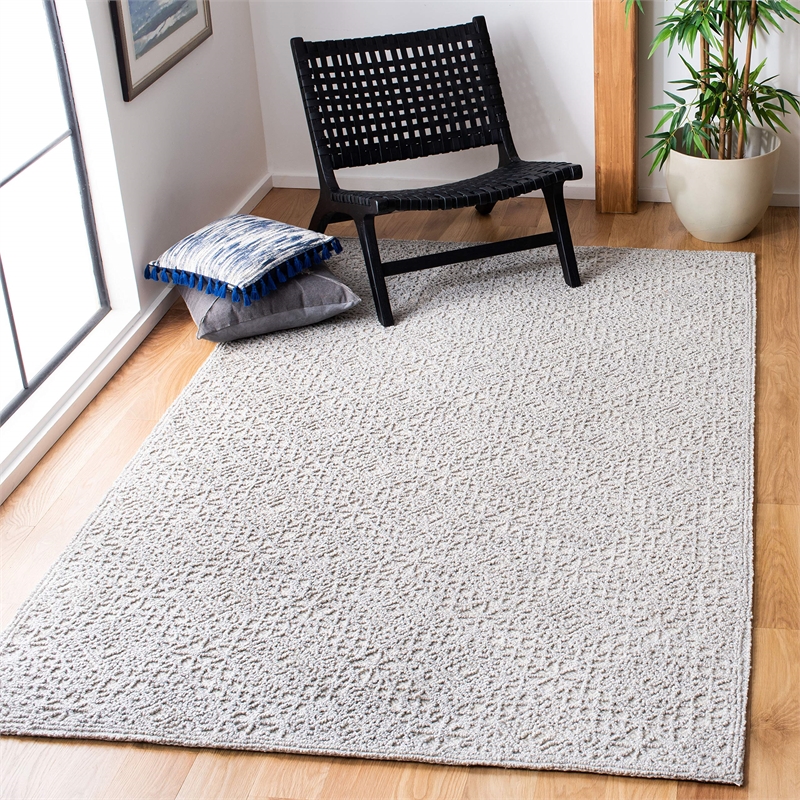 Safavieh Trace 200 6' Square Hand Tufted Wool Rug in Gray and Gray