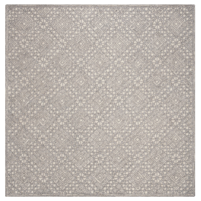 Safavieh Trace 200 6' Square Hand Tufted Wool Rug in Gray and Gray