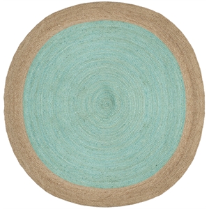 Safavieh Natural Fiber 7' Round Hand Woven Jute Rug in Aqua