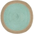 Safavieh Natural Fiber 7' Round Hand Woven Jute Rug in Aqua