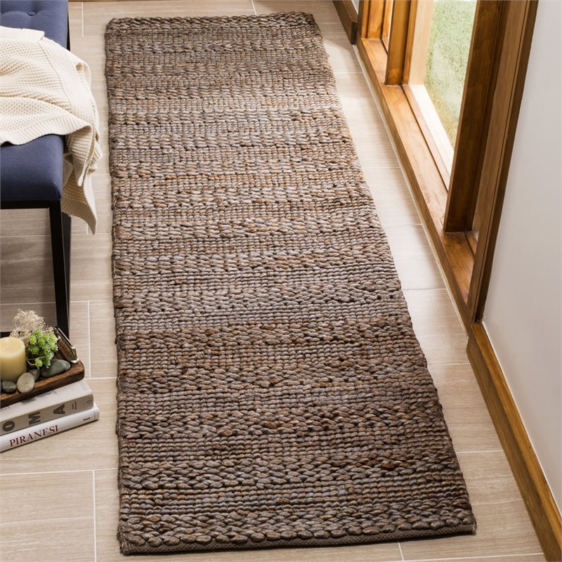 Safavieh Braided 2'3 X 12' Hand Woven Cotton Rug in Beige and Brown