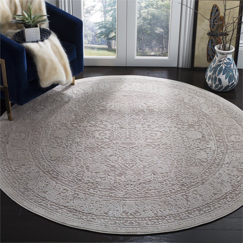 Safavieh Reflection 5' Round Rug in Beige and Cream