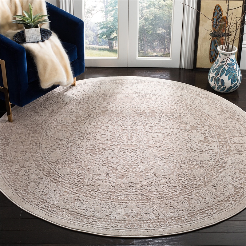 Safavieh Reflection 5' Round Rug in Beige and Cream