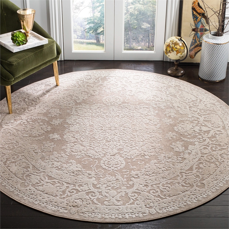 Safavieh Reflection 5' Round Rug in Beige and Cream