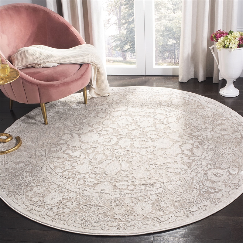 Safavieh Reflection 5' Round Rug in Beige and Cream