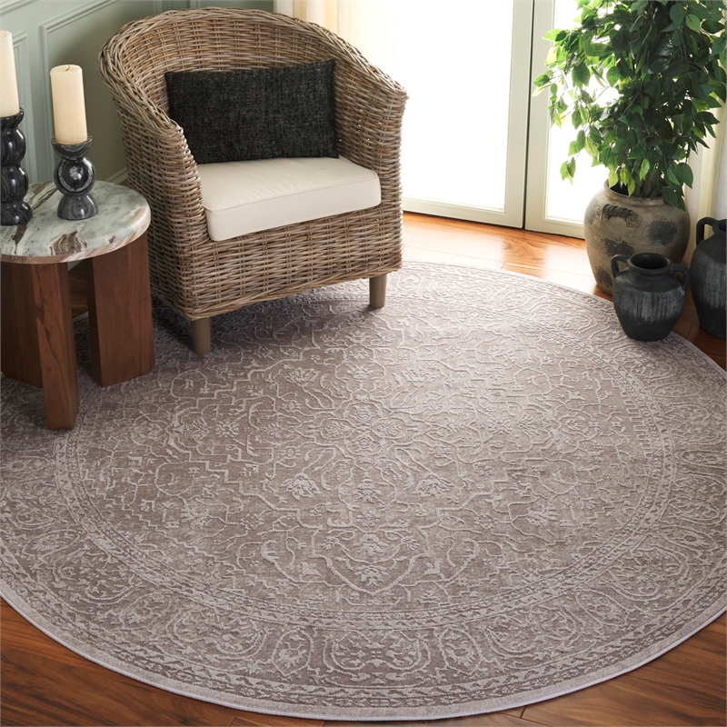 Safavieh Reflection 5' Round Rug in Beige and Cream