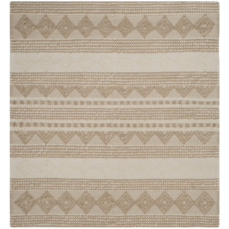 Safavieh Natura 8' Square Hand Woven Wool Rug in Beige and Ivory
