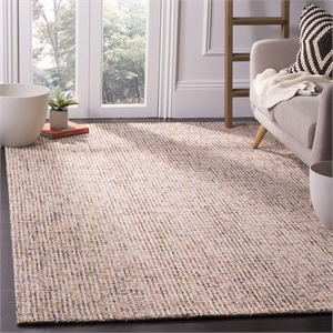 Safavieh Abstract 6' Square Hand Tufted Wool Rug in Beige and Rust
