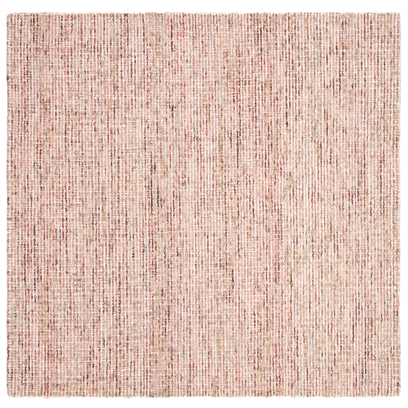 Safavieh Abstract 6' Square Hand Tufted Wool Rug in Beige and Rust