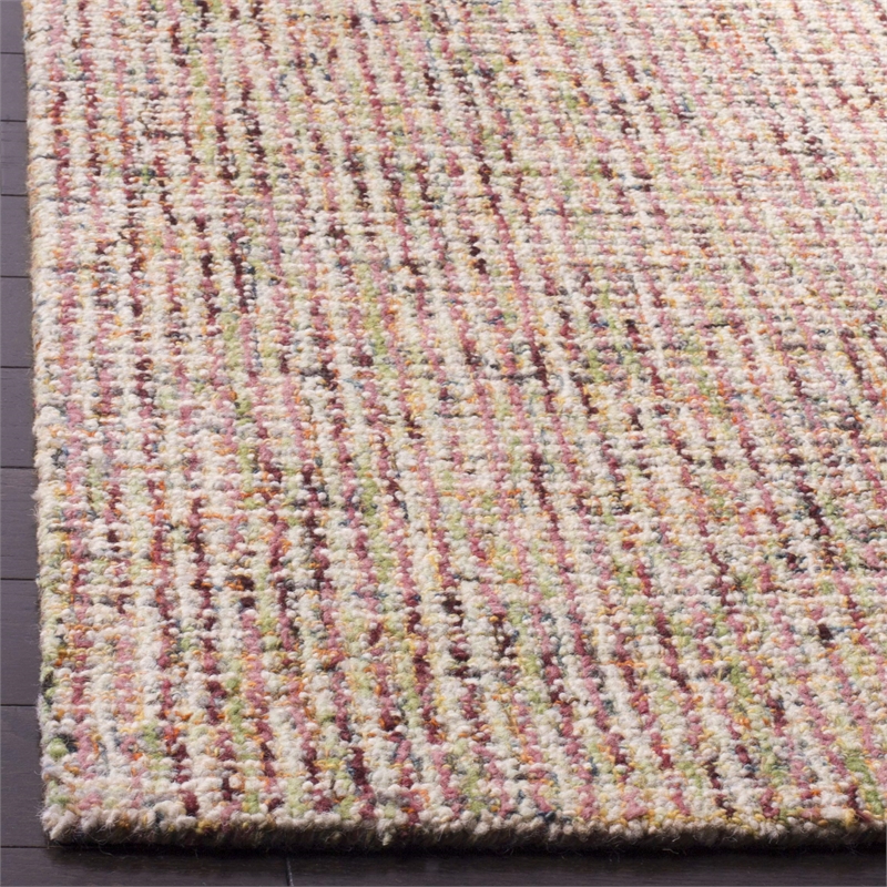 Safavieh Abstract 6' Square Hand Tufted Wool Rug in Beige and Rust