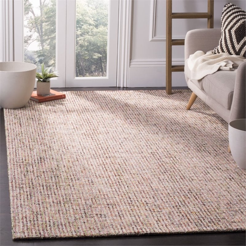 Safavieh Abstract 9' x 12' Hand Tufted Wool Rug in Beige and Rust
