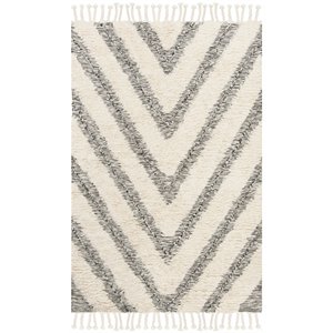 Safavieh Kenya 3' x 5' Hand Knotted Wool Rug in Black and Ivory
