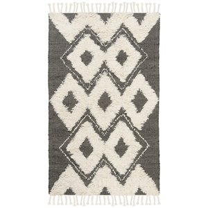 Safavieh Kenya 3' x 5' Hand Knotted Wool Rug in Black and Ivory