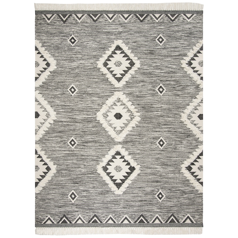 Safavieh Kenya 10' x 14' Hand Knotted Wool Rug in Black and Ivory