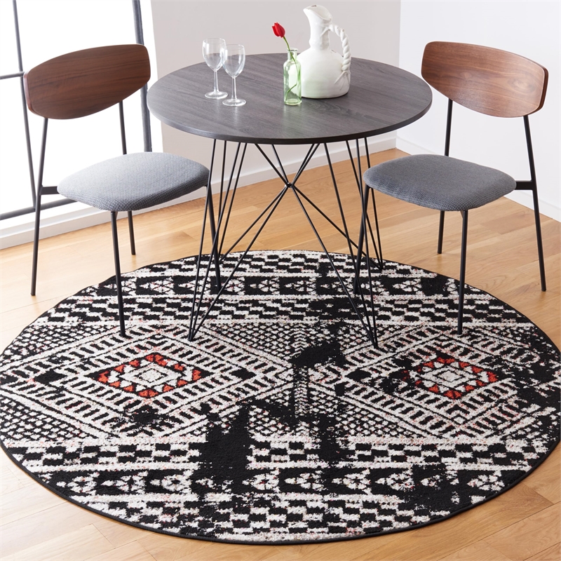 Safavieh Adirondack 6' Round Rug in Black and Light Gray