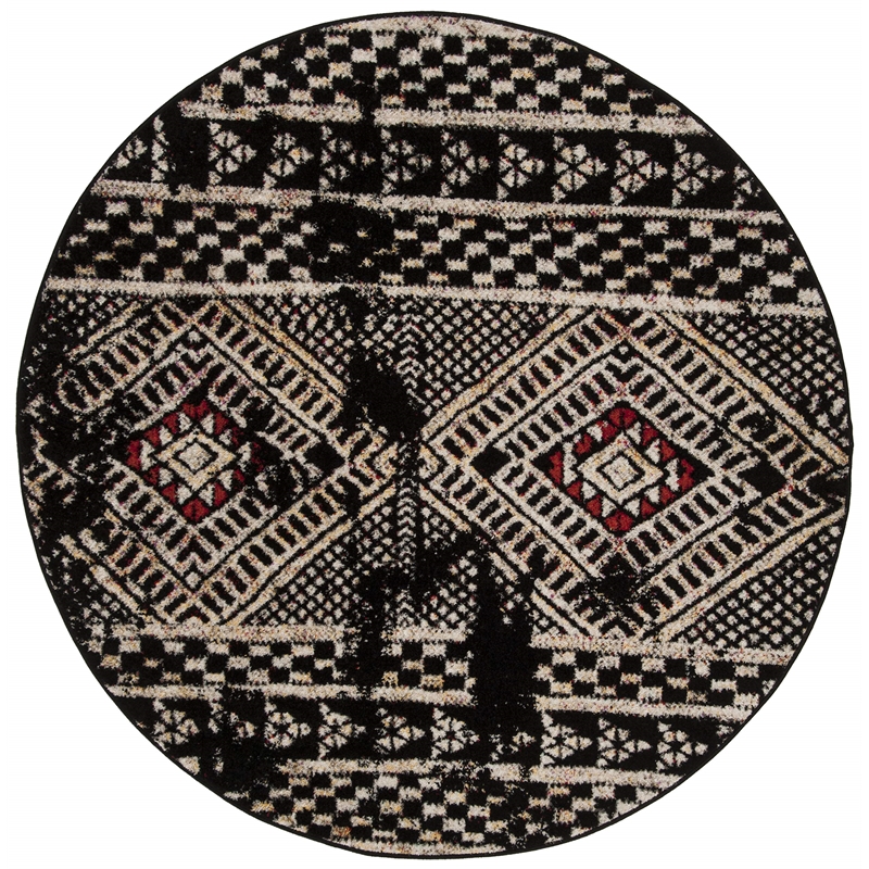 Safavieh Adirondack 6' Round Rug in Black and Light Gray