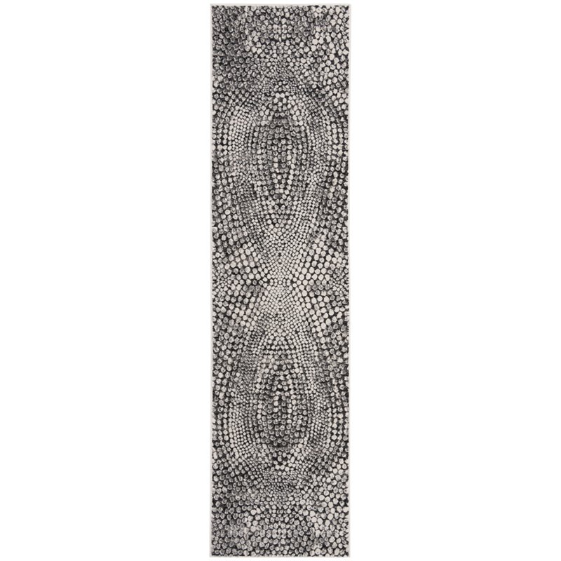 Safavieh Lurex 2' x 8' Runner Rug in Black and Light Gray