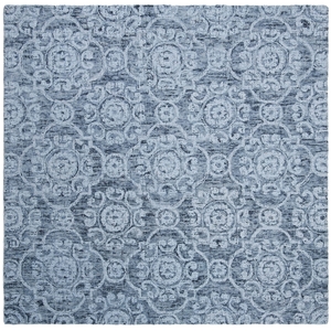 Safavieh Abstract 6' Square Hand Tufted Wool Rug in Blue