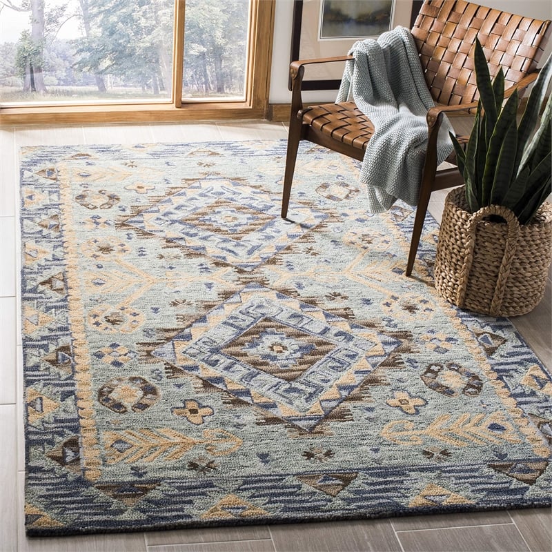 Safavieh Aspen 6' x 9' Hand Tufted Wool Rug in Blue and Beige
