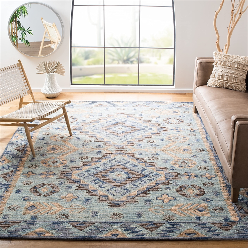 Safavieh Aspen 9' x 12' Hand Tufted Wool Rug in Blue and Beige