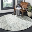 Safavieh Abstract 6' Round Hand Tufted Wool Rug in Blue and Charcoal