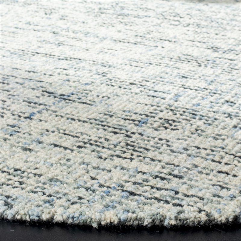 Safavieh Abstract 6' Round Hand Tufted Wool Rug in Blue and Charcoal
