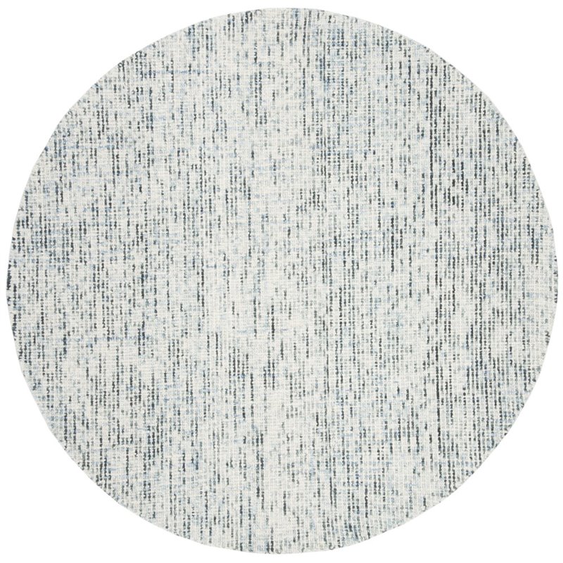 Safavieh Abstract 6' Round Hand Tufted Wool Rug in Blue and Charcoal