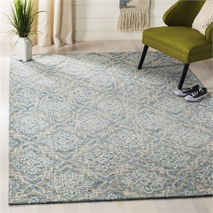Safavieh Abstract 6' Square Hand Tufted Wool Rug in Blue and Gray