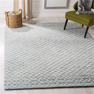 Safavieh Abstract 6' Square Hand Tufted Wool Rug in Blue and Ivory