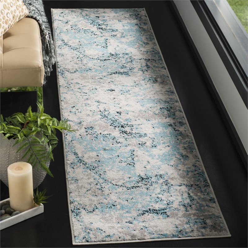 Safavieh Skyler 2' x 6' Runner Rug in Blue and Ivory