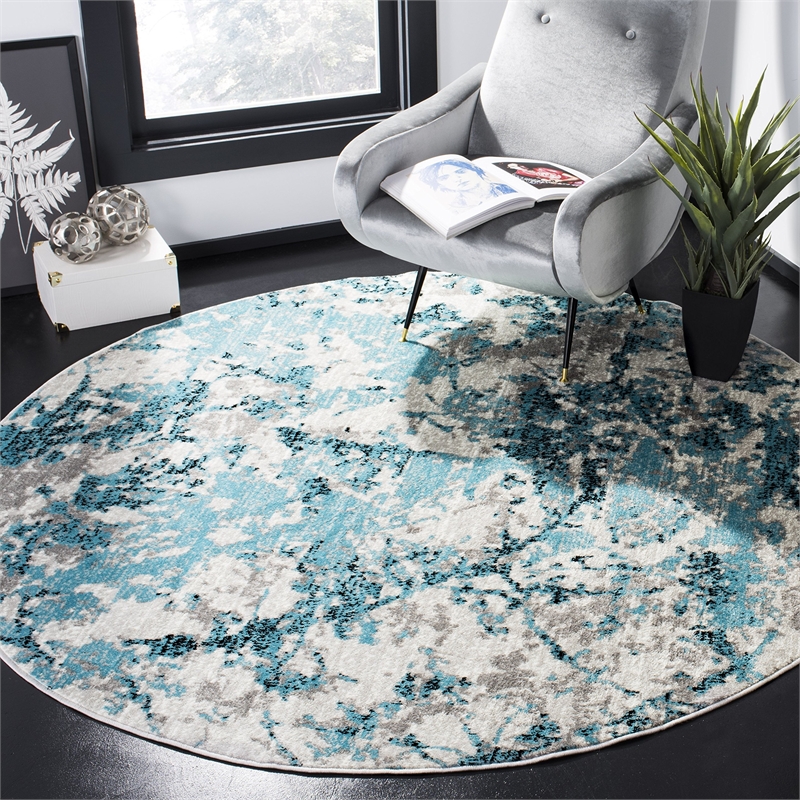Safavieh Skyler 8' Round Rug in Blue and Ivory