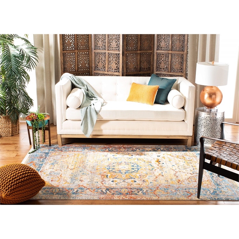 Safavieh Vintage 10' x 13' Rug in Blue and Orange