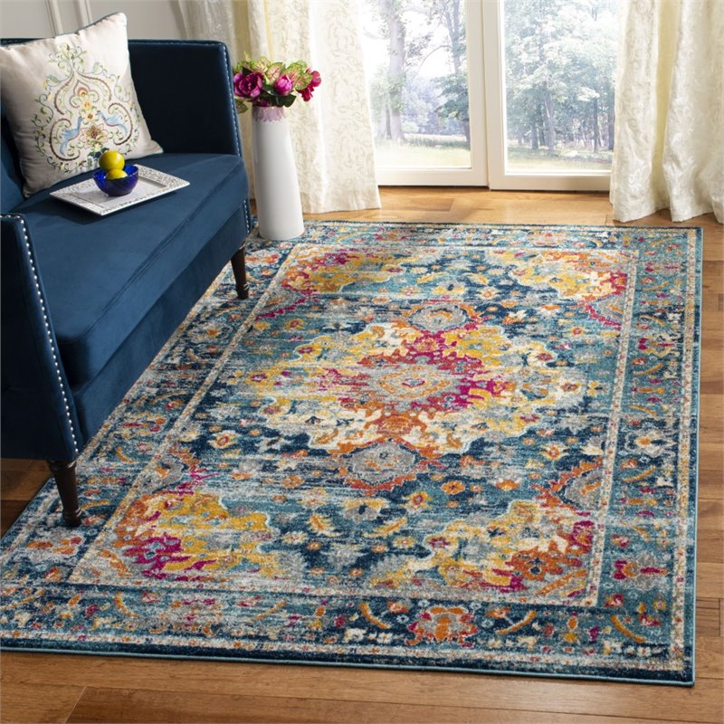 Safavieh Madison 4' x 6' Rug in Blue and Yellow