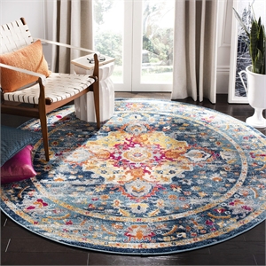 Safavieh Madison 6'7&quot Round Rug in Blue and Yellow