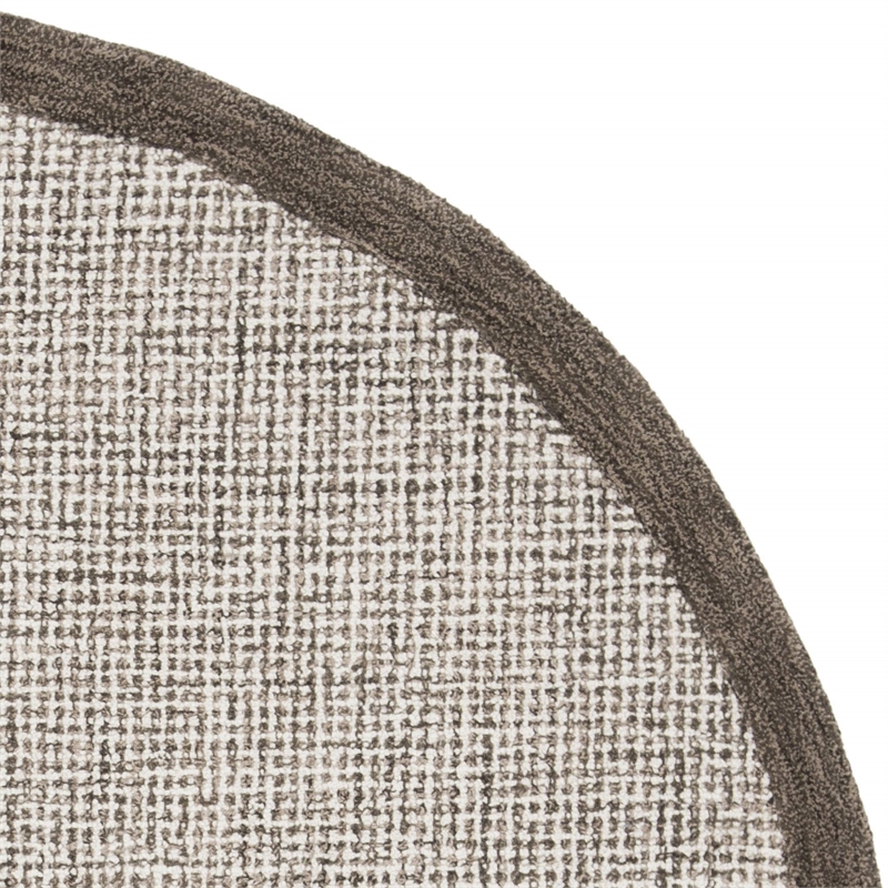 Safavieh Abstract 6' Round Hand Tufted Wool Rug in Brown and Ivory