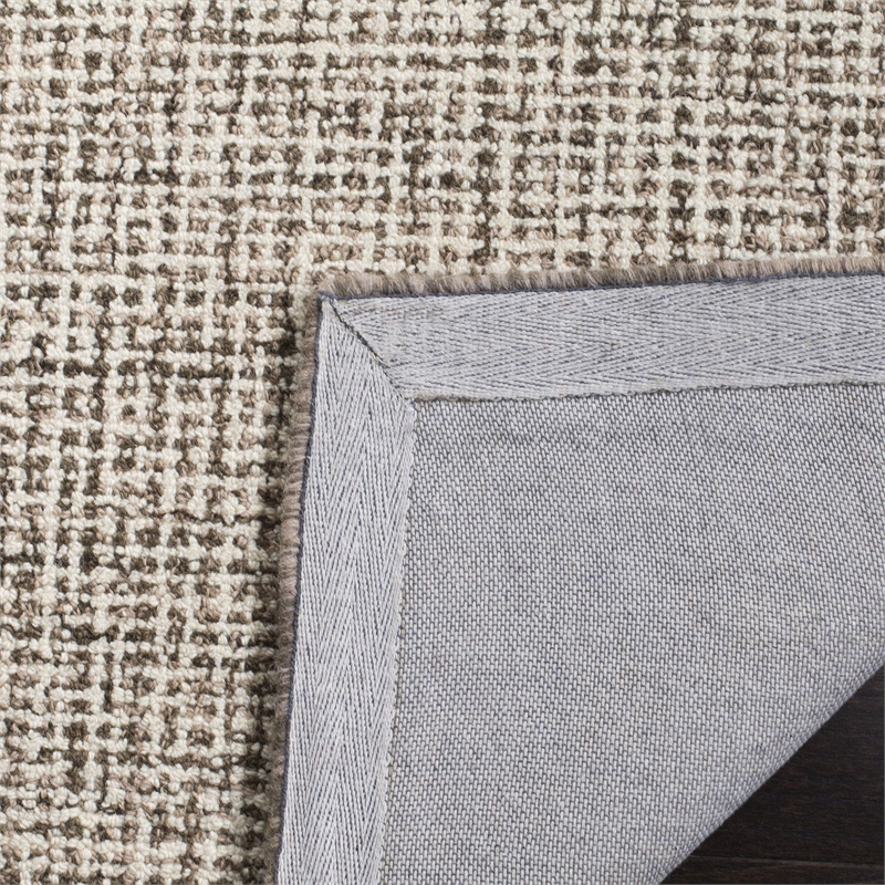 Safavieh Abstract 6' Square Hand Tufted Wool Rug in Brown and Ivory