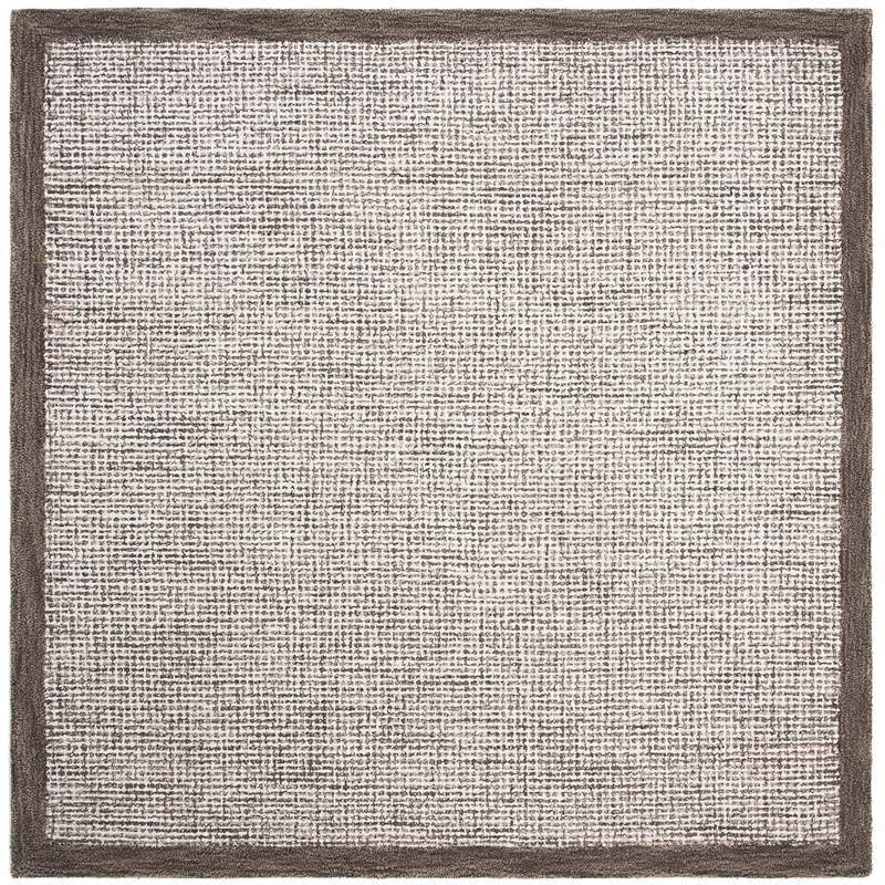 Safavieh Abstract 6' Square Hand Tufted Wool Rug in Brown and Ivory