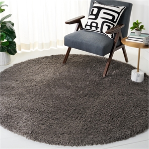 Safavieh Madrid 6'7&quot Round Shag Rug in Charcoal