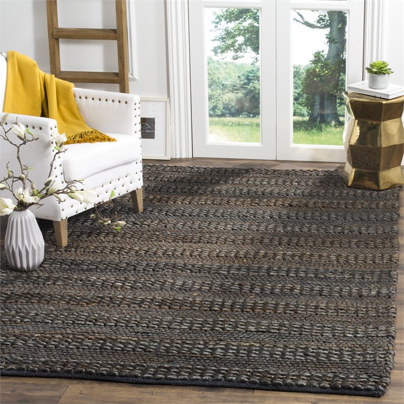 Safavieh Natural Fiber 10' x 14' Hand Woven Jute Rug in Charcoal