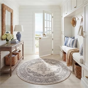 Safavieh Brentwood 6'7&quot Round Rug in Cream and Gray