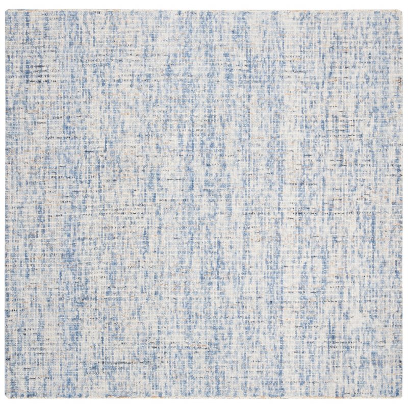 Safavieh Abstract 6' Square Hand Tufted Wool Rug in Dark Blue and Rust