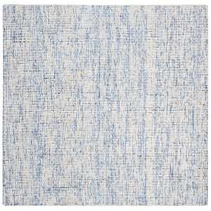 Safavieh Abstract 6' Square Hand Tufted Wool Rug in Dark Blue and Rust