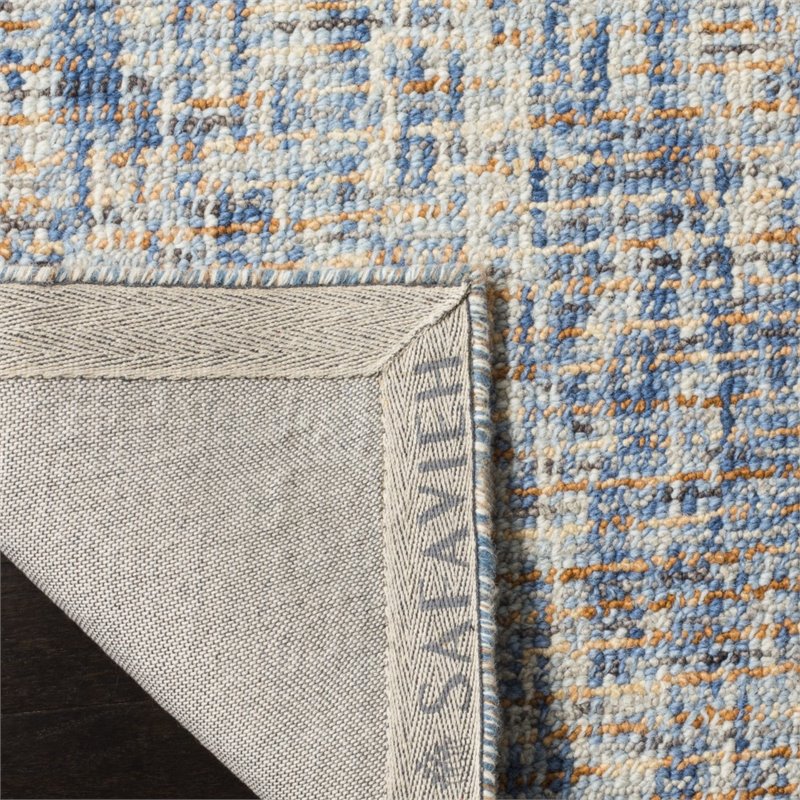 Safavieh Abstract 5' x 8' Hand Tufted Wool Rug in Dark Blue and Rust