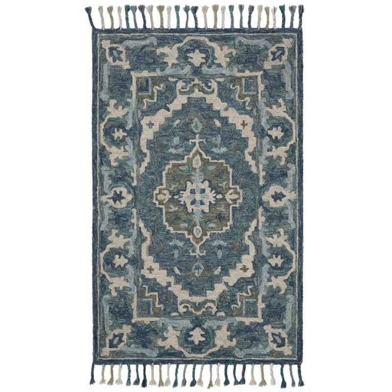 Safavieh Aspen 2'3" x 5' Hand Tufted Wool Rug in Dark Blue and Gray