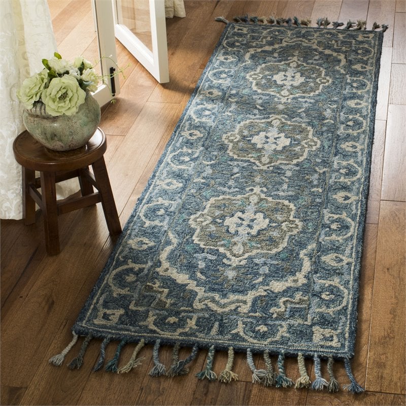 Safavieh Aspen 2'3" x 9' Hand Tufted Wool Runner Rug in Dark Blue