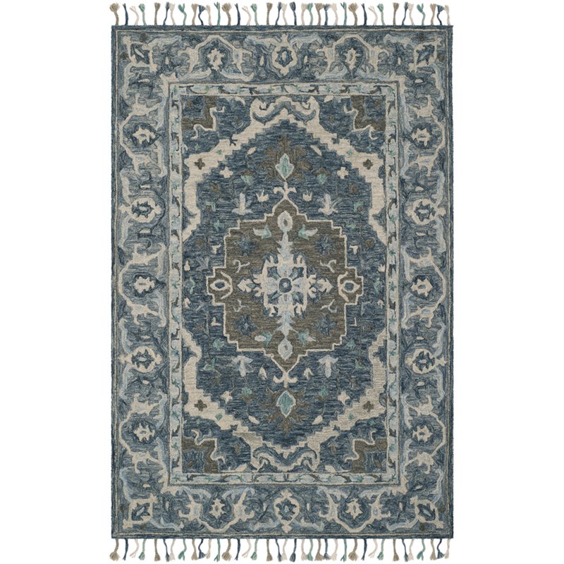 Safavieh Aspen 6' x 9' Hand Tufted Wool Rug in Dark Blue and Gray