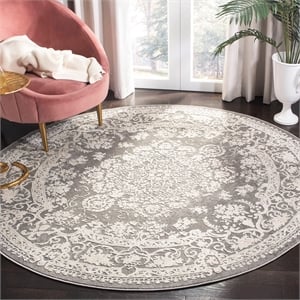 Safavieh Reflection 5' Round Rug in Dark Gray and Cream