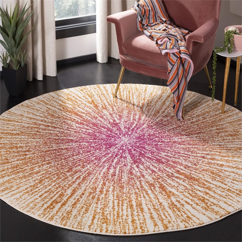 Safavieh Evoke 3' Round Rug in Fuchsia and Orange